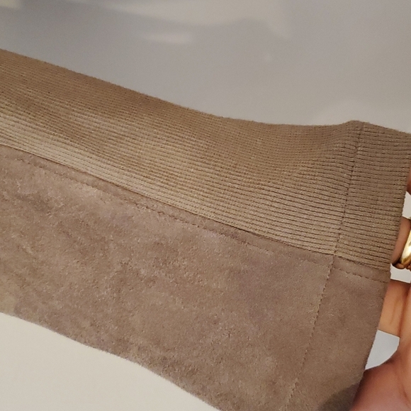 Vigoss Taupe Brown Faux Suede Wrap Moto Jacket L - Picture 9 of 12